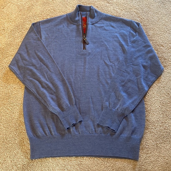 ORVIS Merino Wool 1/4 Zip Sweater Blue Size SMALL - Picture 3 of 11